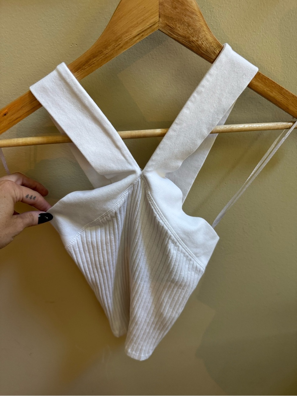 Zara White Ribbed Cross-Back Camisole